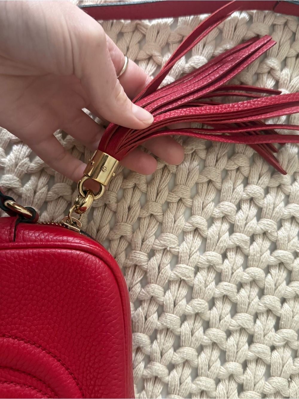 Gucci Red Leather Crossbody Bag with Tassel - Picture 7 of 10